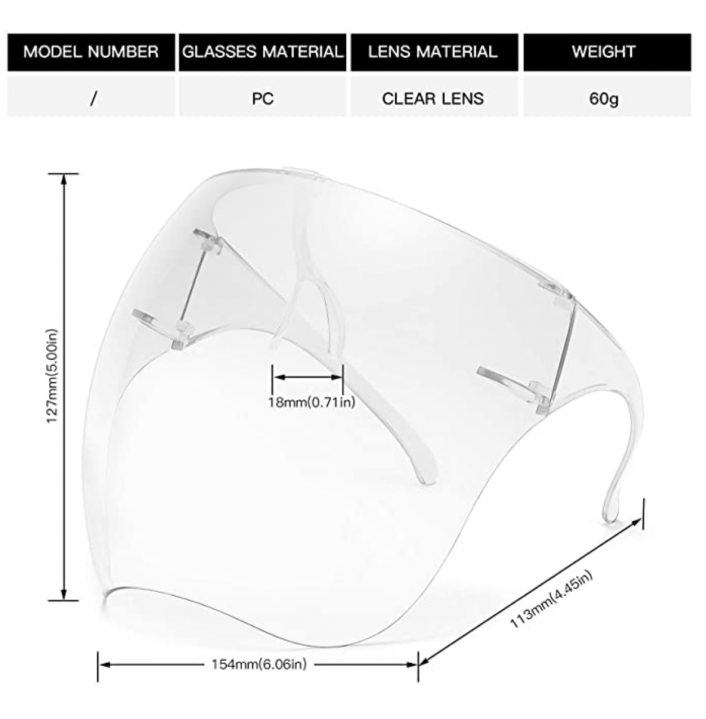 face shield size